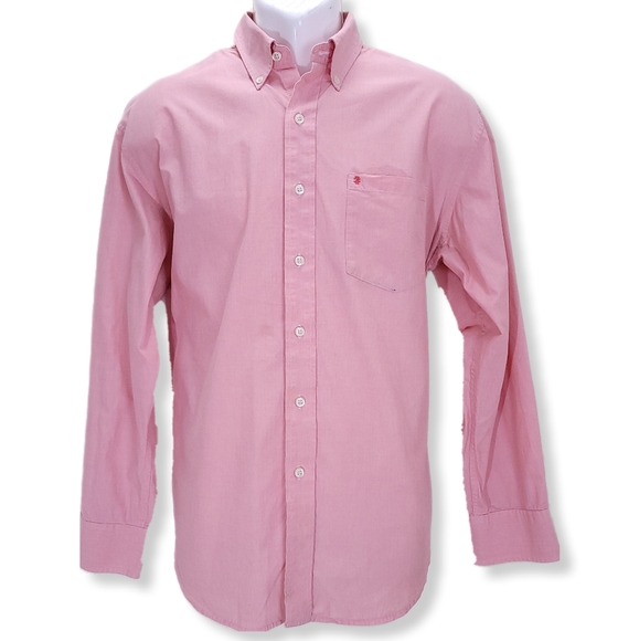 Izod Other - IZOD Luxury Sport Mens L Button Down Shirt Pink Long Sleeve Pocket 100% Cotton
